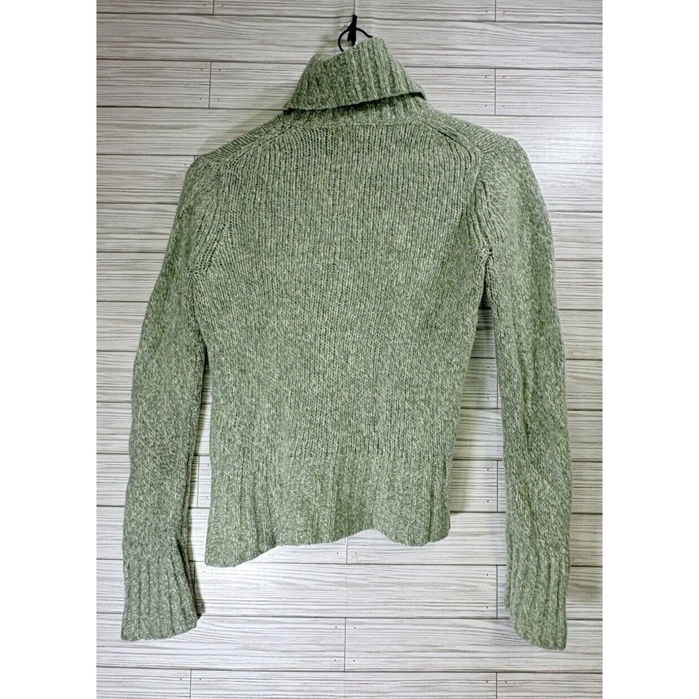L.L.Bean Women's Chunky Wool Blend Turtleneck Pullover Sweater Size Medium Green - Picture 2 of 7